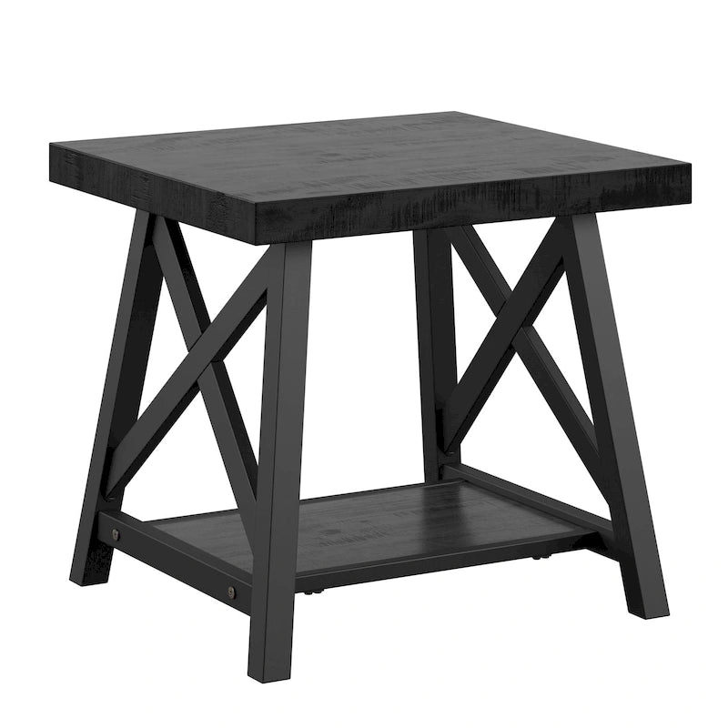 Tavolino d'appoggio Bryson Rustic X-Base con ripiano di iNSPIRE Q Classic