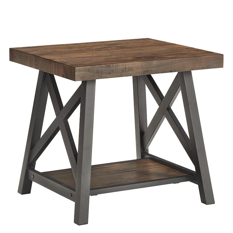 Tavolino d'appoggio Bryson Rustic X-Base con ripiano di iNSPIRE Q Classic