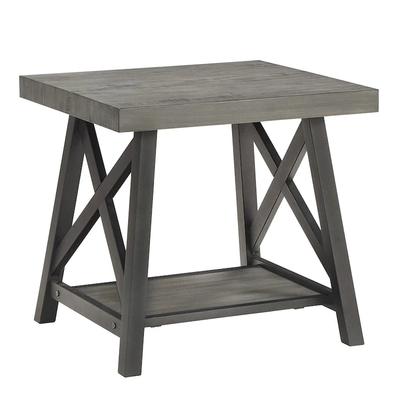 Tavolino d'appoggio Bryson Rustic X-Base con ripiano di iNSPIRE Q Classic