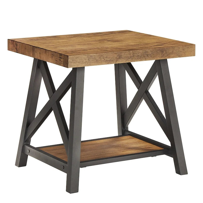 Tavolino d'appoggio Bryson Rustic X-Base con ripiano di iNSPIRE Q Classic