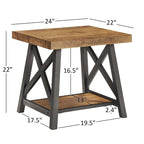 Tavolino d'appoggio Bryson Rustic X-Base con ripiano di iNSPIRE Q Classic