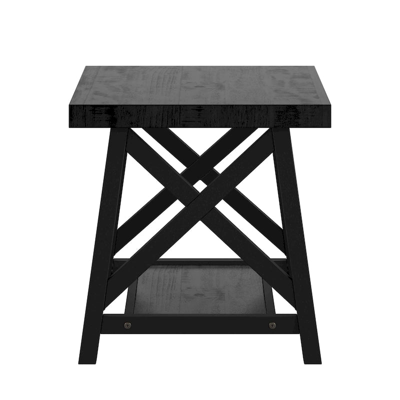 Tavolino d'appoggio Bryson Rustic X-Base con ripiano di iNSPIRE Q Classic