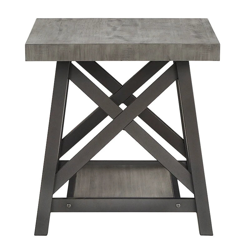 Tavolino d'appoggio Bryson Rustic X-Base con ripiano di iNSPIRE Q Classic
