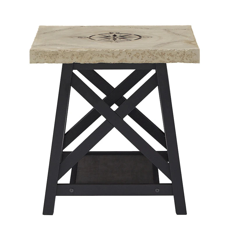 Tavolino d'appoggio Bryson Rustic X-Base con ripiano di iNSPIRE Q Classic