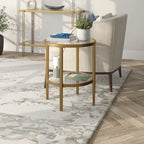 Hera 19.63 Wide Round Side Table with Clear Glass Shelf