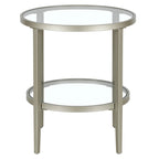 Hera 19.63 Wide Round Side Table with Clear Glass Shelf