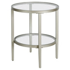 Hera 19.63 Wide Round Side Table with Clear Glass Shelf