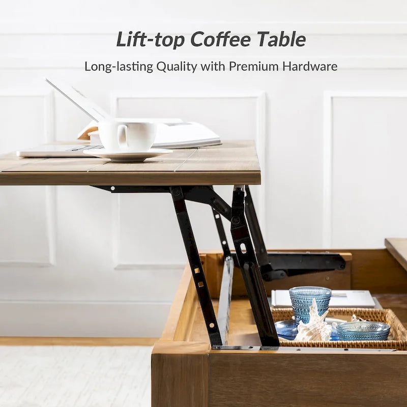 Tavolino da Caffè Rettangolare Tradizionale Gaston con Ripiano Contenitore di HULALA HOME