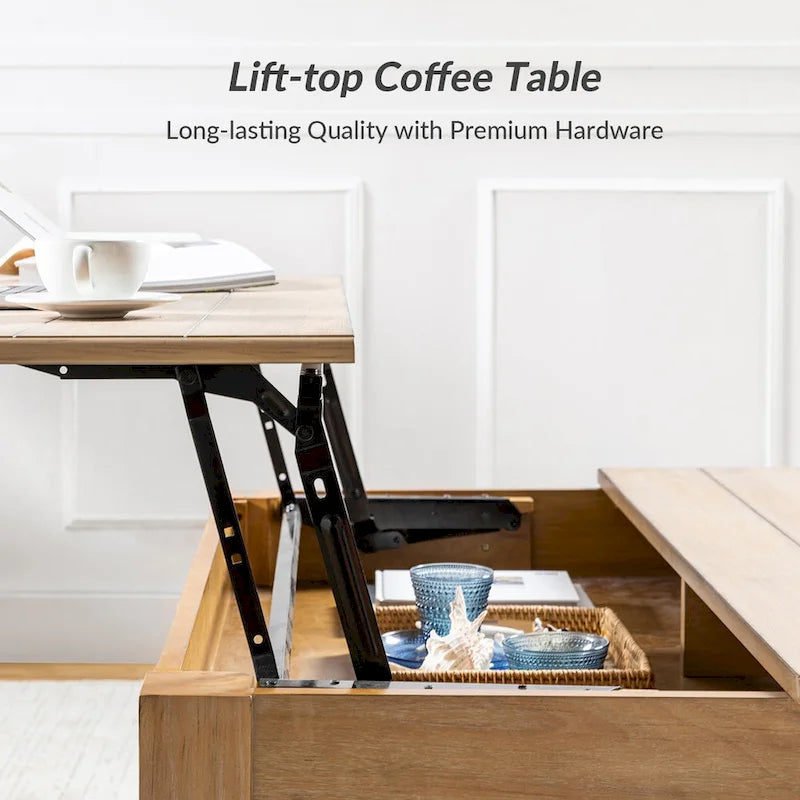 Tavolino da Caffè Rettangolare Tradizionale Gaston con Ripiano Contenitore di HULALA HOME