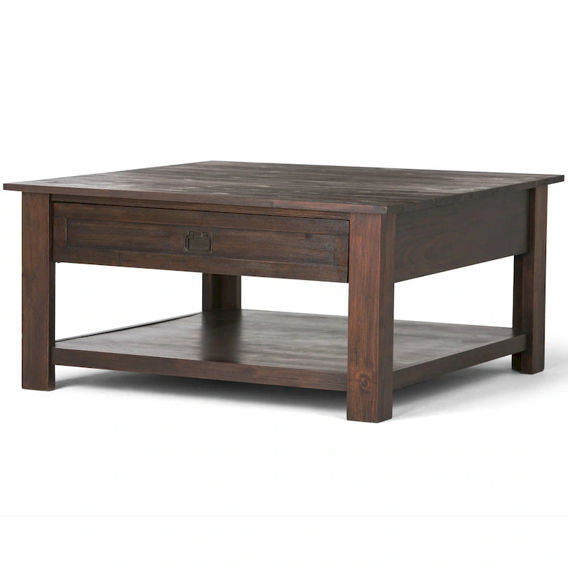 WYNDENHALL Garret, tavolino da caffè quadrato rustico in LEGNO DI ACACIA MASSICCIO, larghezza 38 pollici - 38 L x 38 P x 19 A