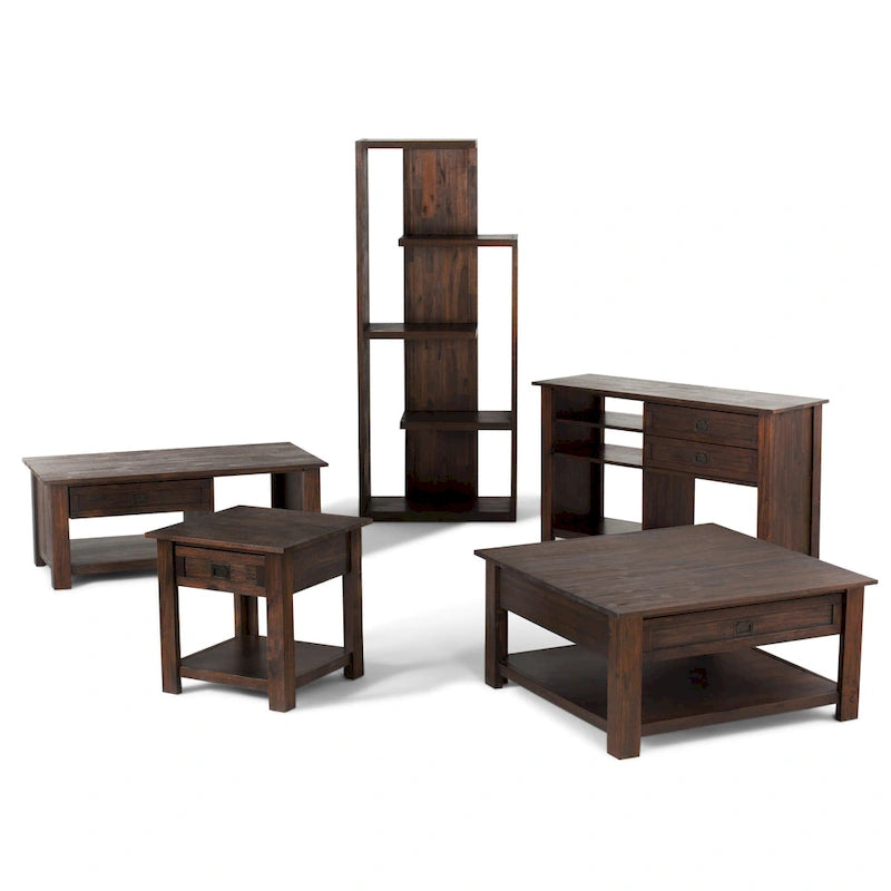 WYNDENHALL Garret, tavolino da caffè quadrato rustico in LEGNO DI ACACIA MASSICCIO, larghezza 38 pollici - 38 L x 38 P x 19 A