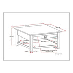 WYNDENHALL Garret, tavolino da caffè quadrato rustico in LEGNO DI ACACIA MASSICCIO, larghezza 38 pollici - 38 L x 38 P x 19 A