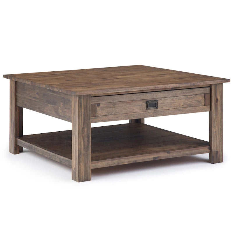 WYNDENHALL Garret, tavolino da caffè quadrato rustico in LEGNO DI ACACIA MASSICCIO, larghezza 38 pollici - 38 L x 38 P x 19 A