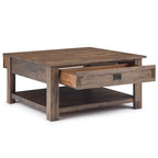 WYNDENHALL Garret, tavolino da caffè quadrato rustico in LEGNO DI ACACIA MASSICCIO, larghezza 38 pollici - 38 L x 38 P x 19 A