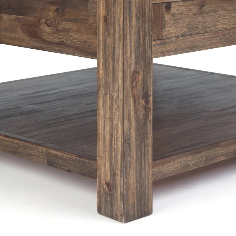 WYNDENHALL Garret, tavolino da caffè quadrato rustico in LEGNO DI ACACIA MASSICCIO, larghezza 38 pollici - 38 L x 38 P x 19 A