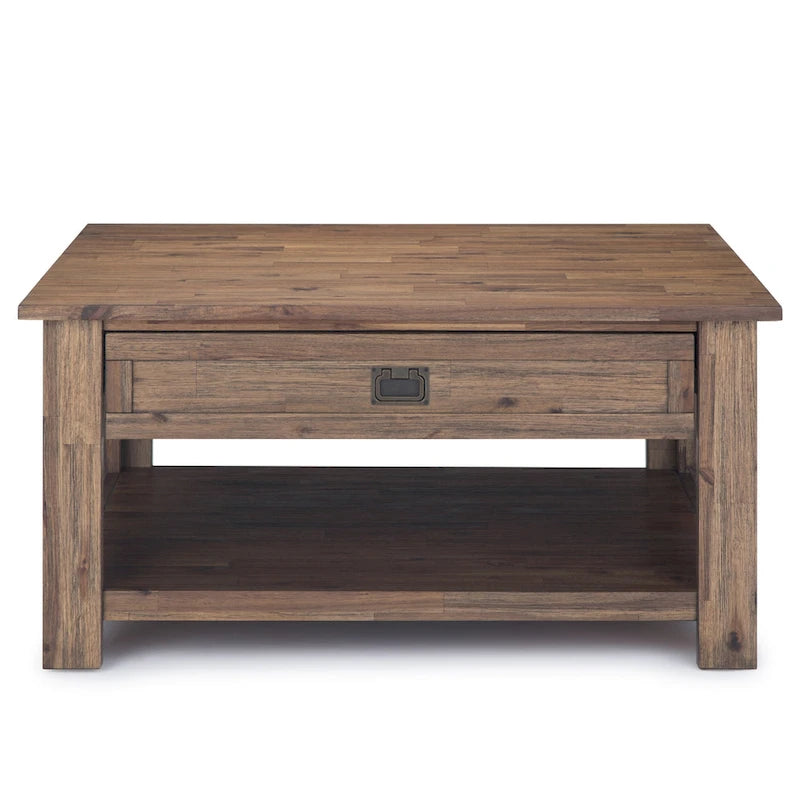 WYNDENHALL Garret, tavolino da caffè quadrato rustico in LEGNO DI ACACIA MASSICCIO, larghezza 38 pollici - 38 L x 38 P x 19 A