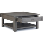 WYNDENHALL Garret, tavolino da caffè quadrato rustico in LEGNO DI ACACIA MASSICCIO, larghezza 38 pollici - 38 L x 38 P x 19 A