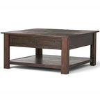 WYNDENHALL Garret, tavolino da caffè quadrato rustico in LEGNO DI ACACIA MASSICCIO, larghezza 38 pollici - 38 L x 38 P x 19 A
