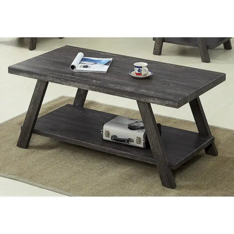 Roundhill Furniture Athens Set 3 Tavolini con Ripiani in Legno Replicato Contemporaneo