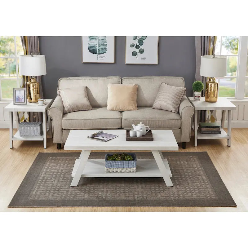 Roundhill Furniture Athens Set 3 Tavolini con Ripiani in Legno Replicato Contemporaneo