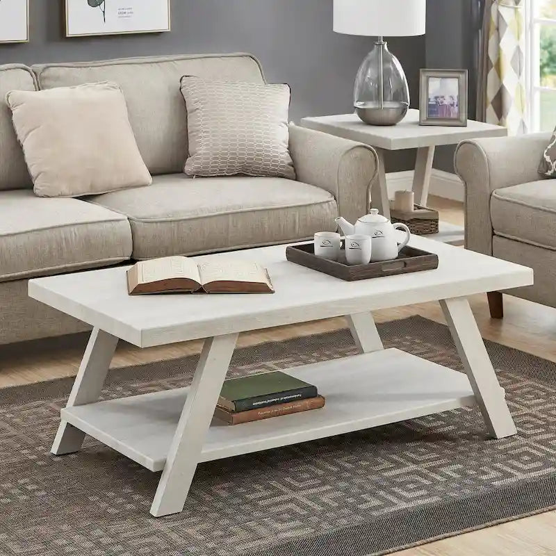 Roundhill Furniture Athens Set 3 Tavolini con Ripiani in Legno Replicato Contemporaneo
