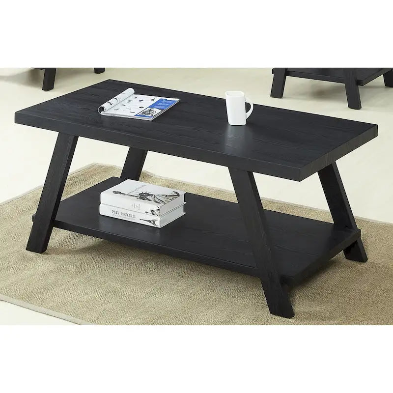 Roundhill Furniture Athens Set 3 Tavolini con Ripiani in Legno Replicato Contemporaneo