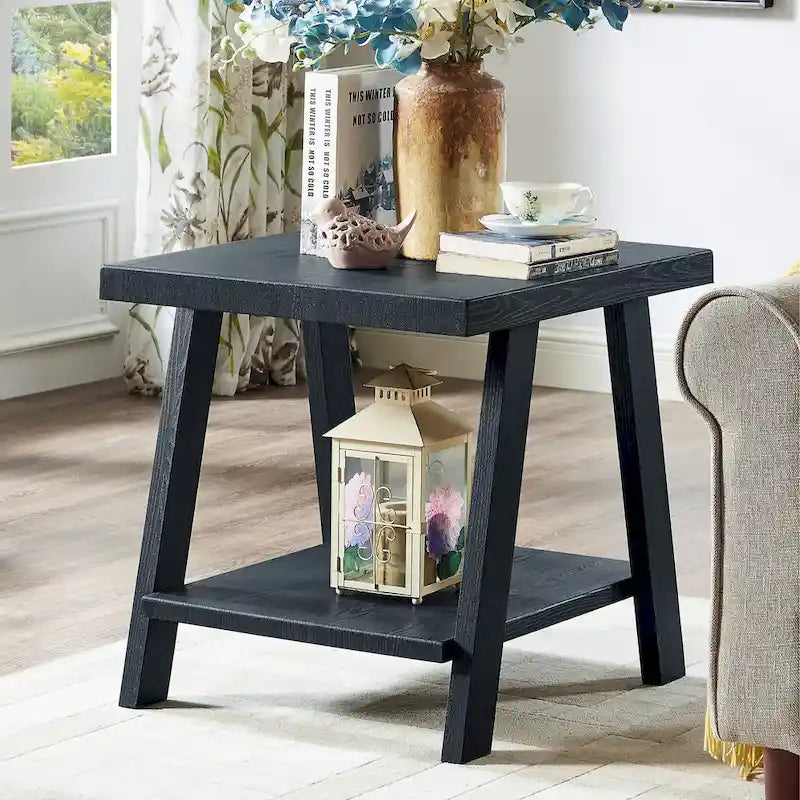 Roundhill Furniture Athens Set 3 Tavolini con Ripiani in Legno Replicato Contemporaneo