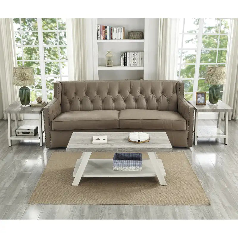 Roundhill Furniture Athens Set 3 Tavolini con Ripiani in Legno Replicato Contemporaneo