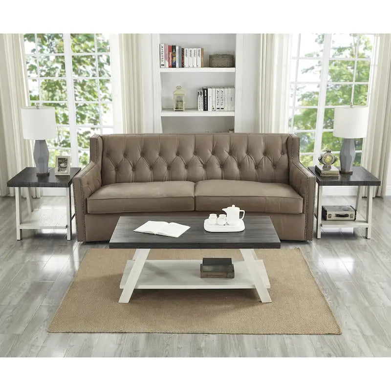 Roundhill Furniture Athens Set 3 Tavolini con Ripiani in Legno Replicato Contemporaneo
