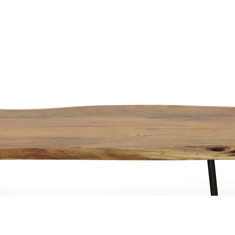 Carolina Living Seti Live Edge Coffee Table/Bench - Elm Top - Gold Base