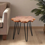 Greenage Live Edge Wood Coffee Table 4 Panels Table with Hairpin Legs
