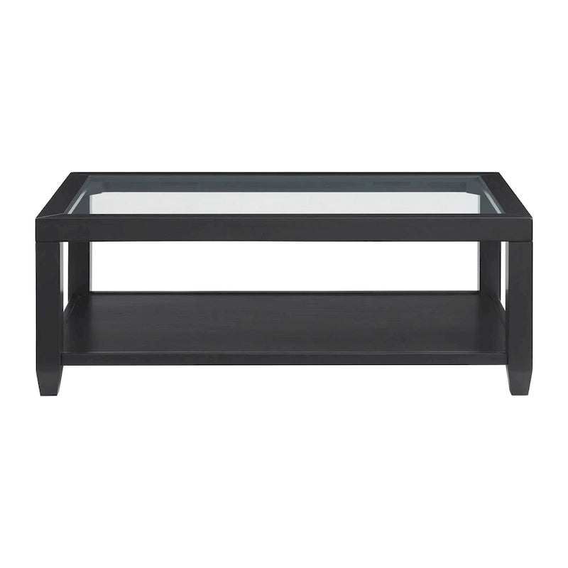Tavolino da caffè Cordero con ripiano in legno e vetro, larghezza 122 cm