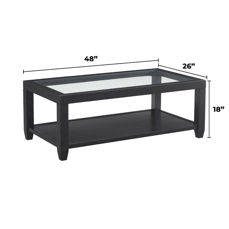 Tavolino da caffè Cordero con ripiano in legno e vetro, larghezza 122 cm