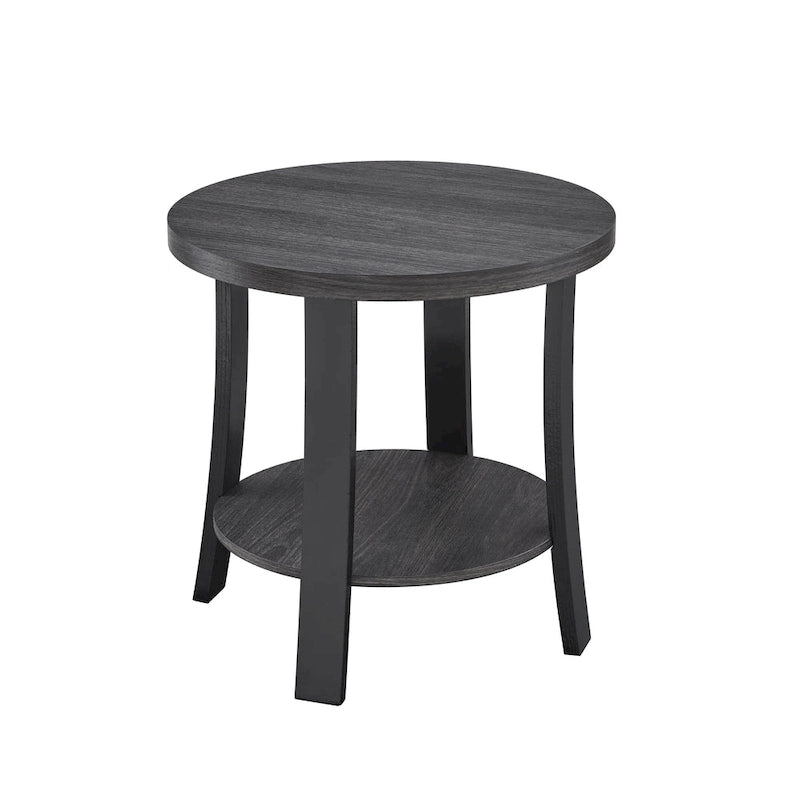 Tavolino rotondo con ripiano in legno contemporaneo Anze di Roundhill Furniture
