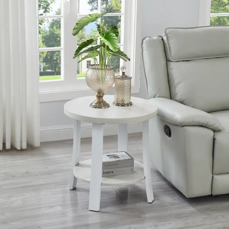 Tavolino rotondo con ripiano in legno contemporaneo Anze di Roundhill Furniture