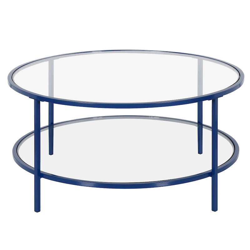 Sivil 36 Wide Round Coffee Table with Glass Top - 36 Wide