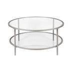 Sivil 36 Wide Round Coffee Table with Glass Top - 36 Wide