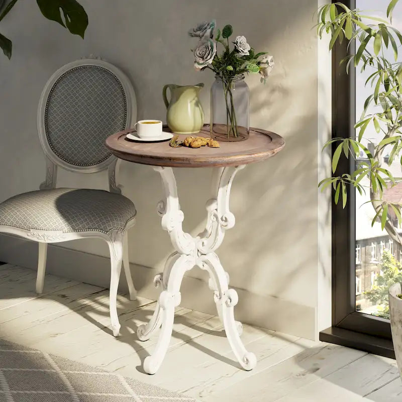 Tavolino rustico COZAYH in stile fattoria, tavolino con piano naturale per la famiglia, la sala da pranzo o il soggiorno, finitura artigianale, moderno