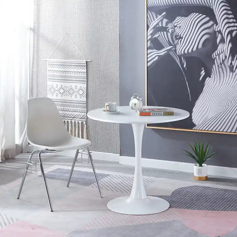 31.5Tavolo Tulip Tavolo da pranzo moderno per 2-4 persone con piano rotondo in MDF, tavolo da pranzo con base a piedistallo, tavolino da caffè per il tempo libero