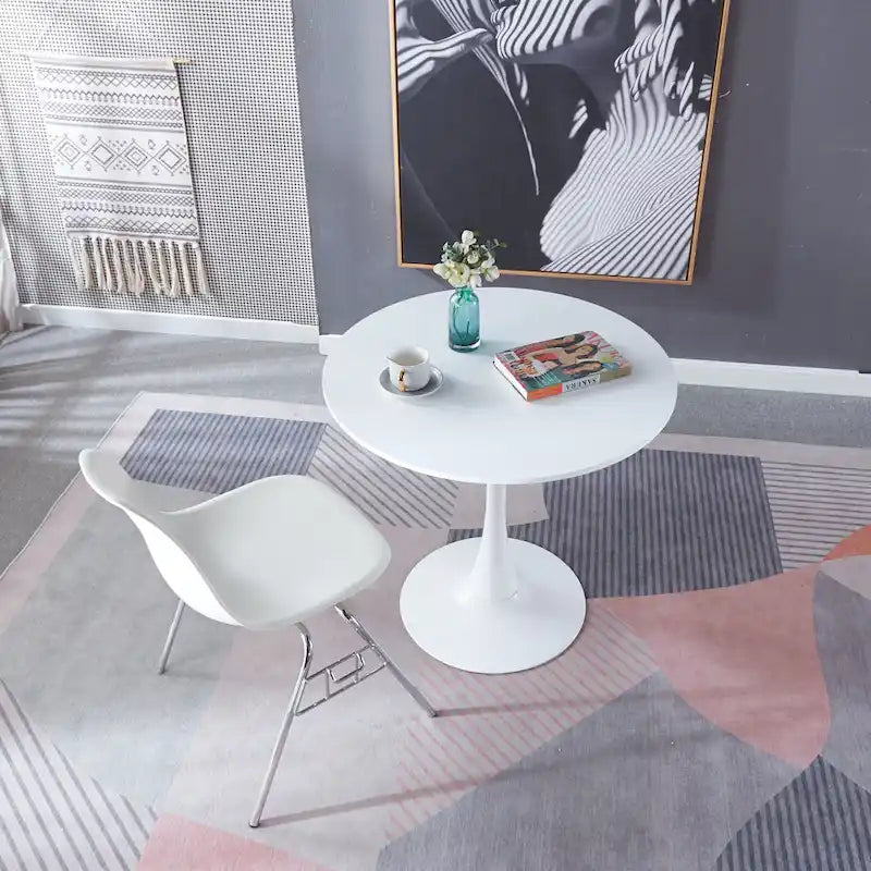 31.5Tavolo Tulip Tavolo da pranzo moderno per 2-4 persone con piano rotondo in MDF, tavolo da pranzo con base a piedistallo, tavolino da caffè per il tempo libero