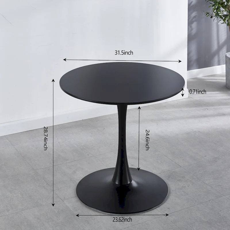 31.5Tavolo Tulip Tavolo da pranzo moderno per 2-4 persone con piano rotondo in MDF, tavolo da pranzo con base a piedistallo, tavolino da caffè per il tempo libero