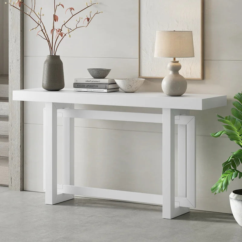 Consolle con piano in legno e cemento di ispirazione industriale