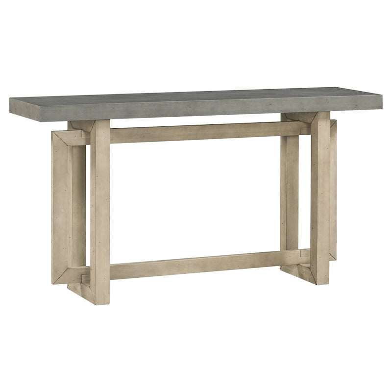 Consolle con piano in legno e cemento di ispirazione industriale