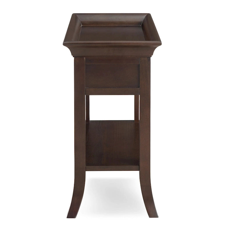 Tavolino Leick Home One Drawer Tradizionale Cherry con Bordo a Vassoio e Ripiano