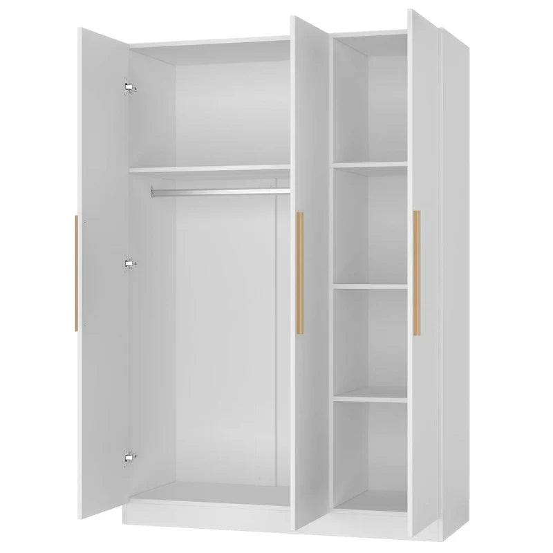 Wardrobe Armoire Wooden Closet Cabinet 6 Storage Cube and Hanging Rod