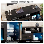 TV Stand with Electric Fireplace LED Lights Remote Controls