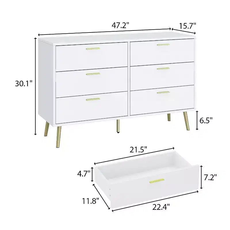 Cassettiera Moderna a 6 Cassetti, Unità di Organizzazione Elegante, Ideale per Camera da Letto e Salotto