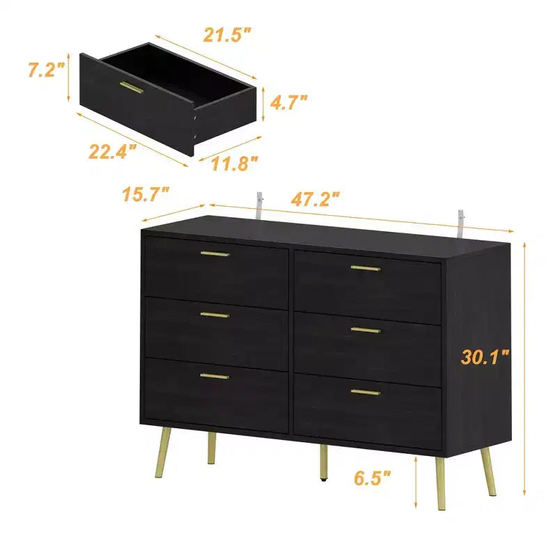 Cassettiera Moderna a 6 Cassetti, Unità di Organizzazione Elegante, Ideale per Camera da Letto e Salotto