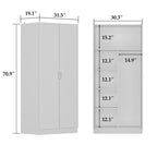 2-Door Wardrobe Armoires Freestanding Bedroom Armoire with Hanging Rod