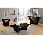 Set tavolini da caffè Ameena 3 pezzi con piano in vetro di Furniture of America